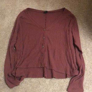 dark red long sleeve button shirt